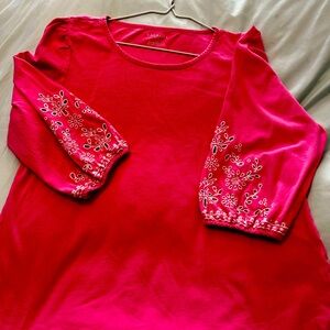 Talbots pink shirt with white embroidery! So pretty!